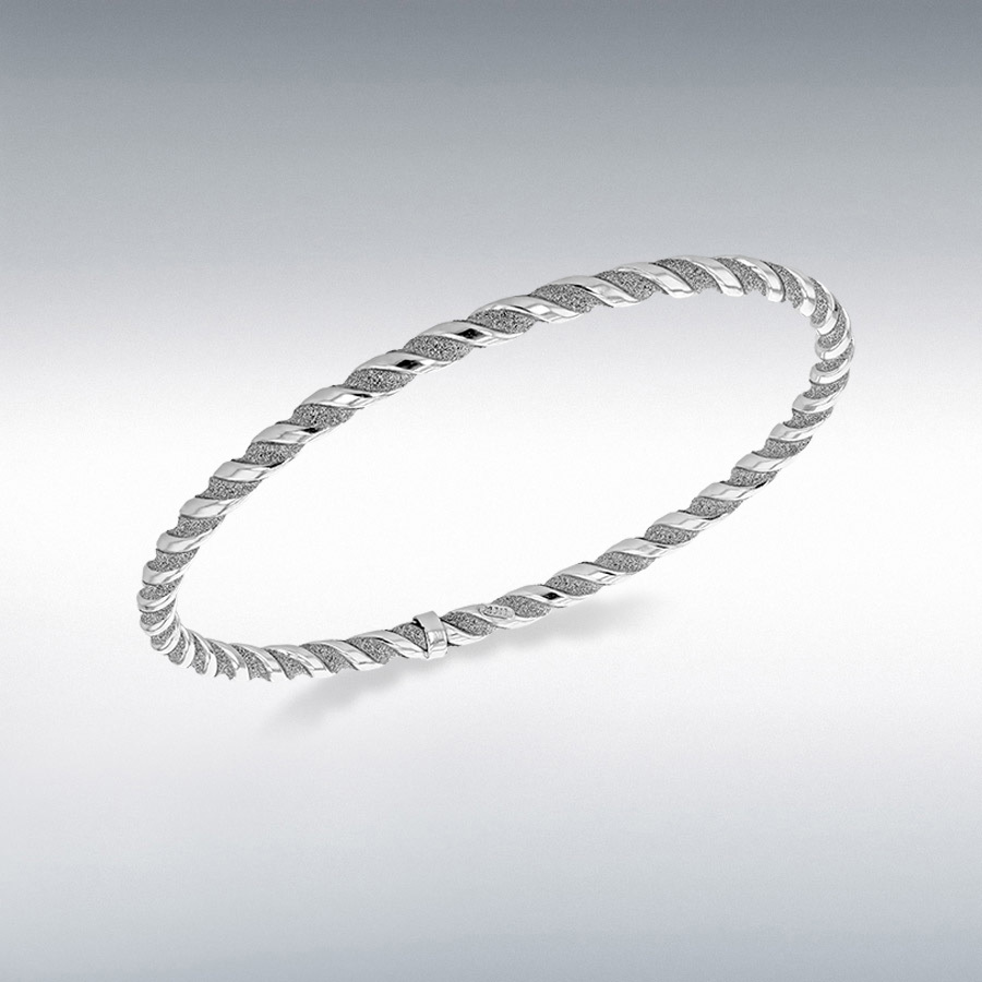 Sterling Silver 4mm Stardust Twist Bangle