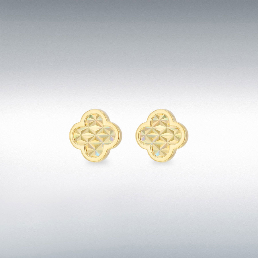 9ct Yellow Gold Shimmer Petal Stud Earrings