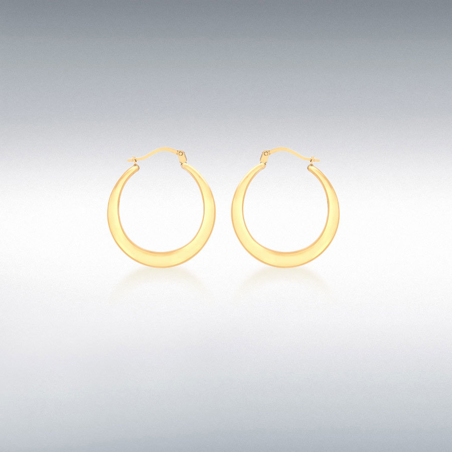 18ct Yellow Gold 24mm Flat Round Creole Earrings