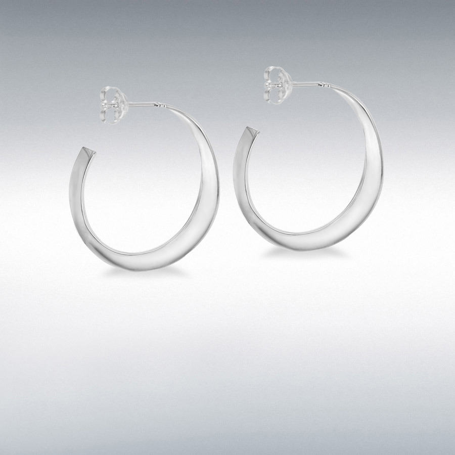 Sterling Silver 25mm Flat Twist Hoop Earrings