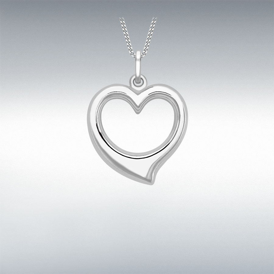 9ct White Gold 16mm x 21mm Heart Pendant