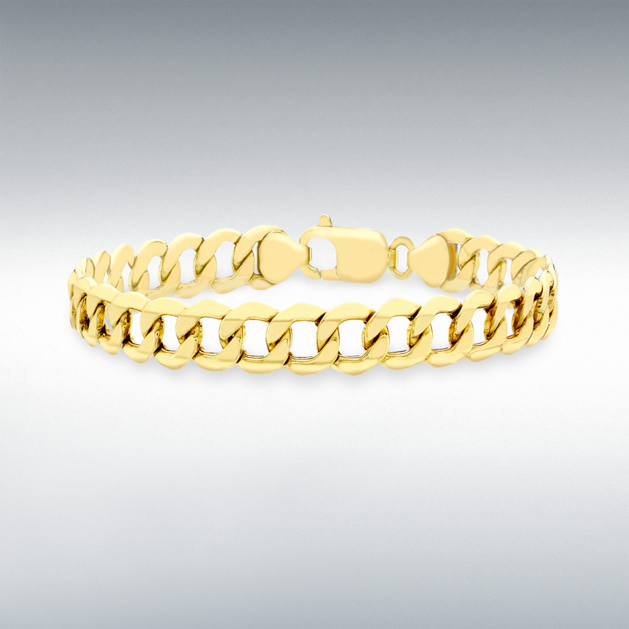 9ct Yellow Gold 200 Hollow 6-Sided Curb Chain Bracelet  19cm/7.5"