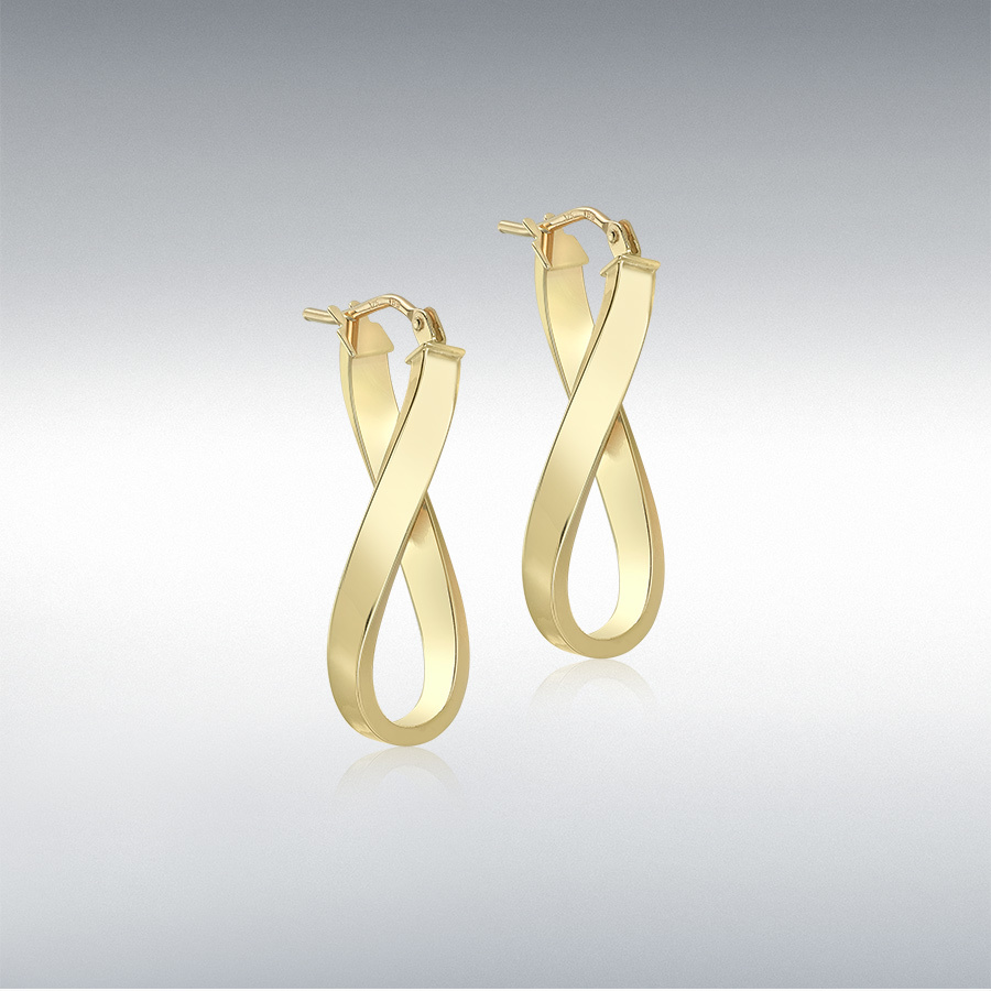 9ct Yellow Gold 10.5mm x 26.5mm Twist-Oval-Hoop Creole Earrings