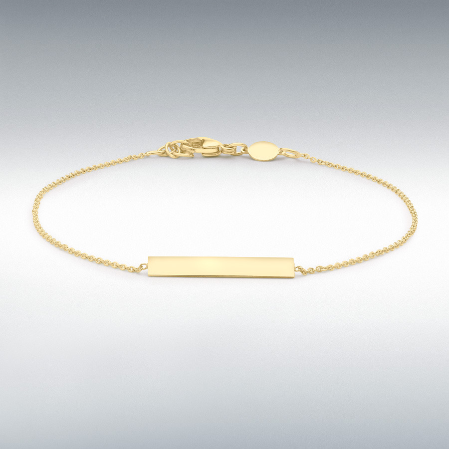 9ct Yellow Gold 3mm x 20mm Horizontal-Bar Adjustable Bracelet 18cm-19cm/7"-7.5