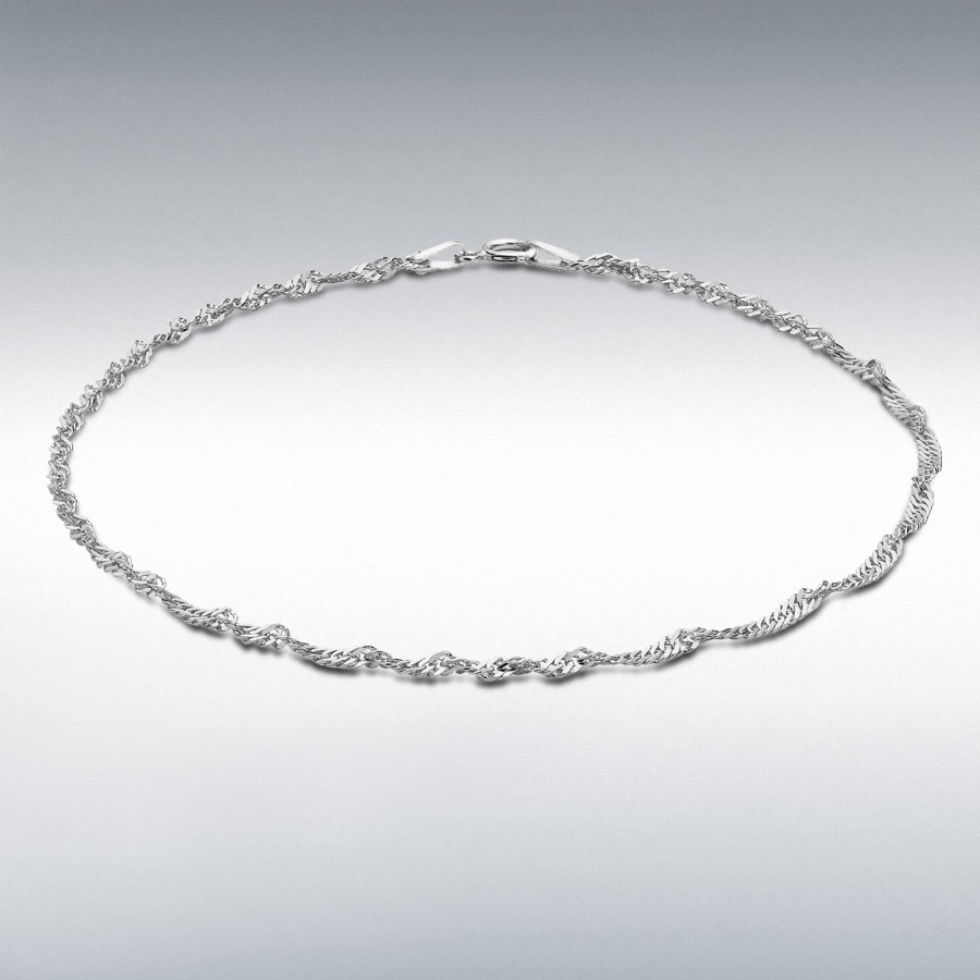 Sterling Silver Twist Curb Anklet 23cm/9"