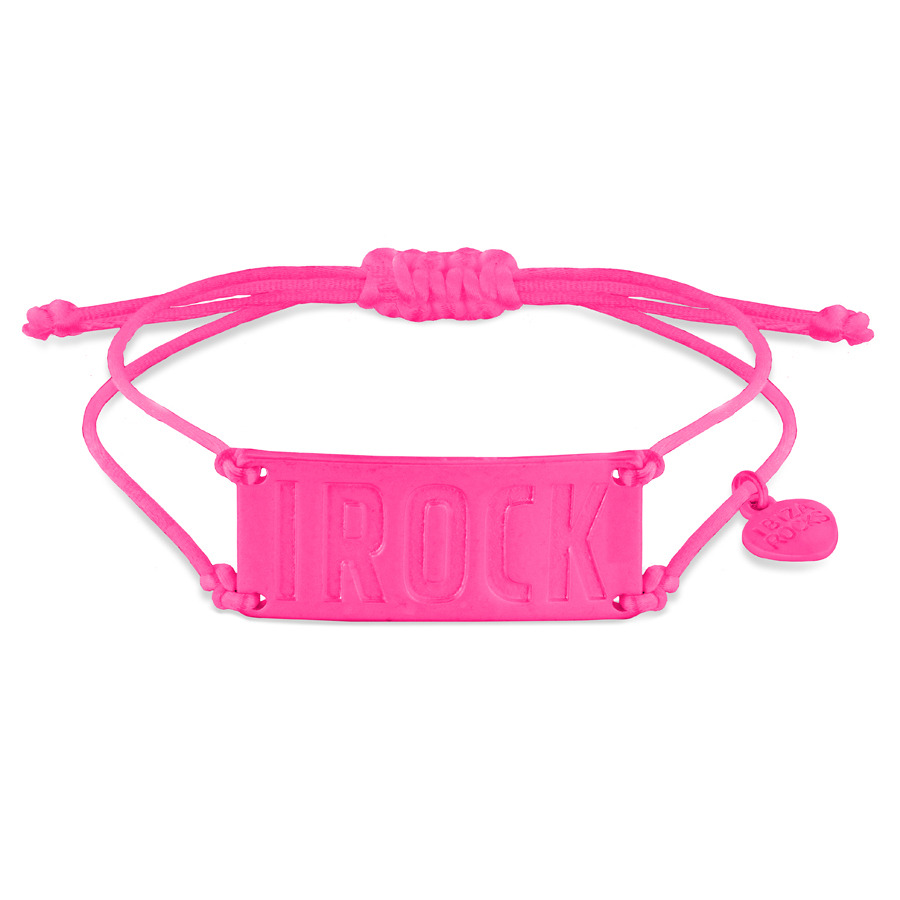 Ibiza Rocks Pink 'IROCK' Cord Bracelet 19cm/7.5"
