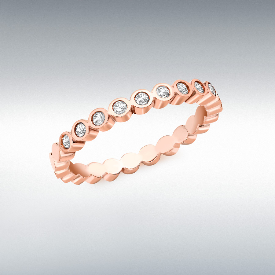 9ct Rose Gold 0.15ct Diamond Rubover Set Half-Eternity Ring