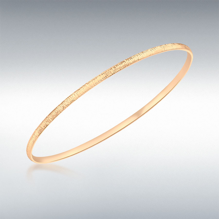 9ct Rose Gold 2.5mm Diamond Cut Round Bangle