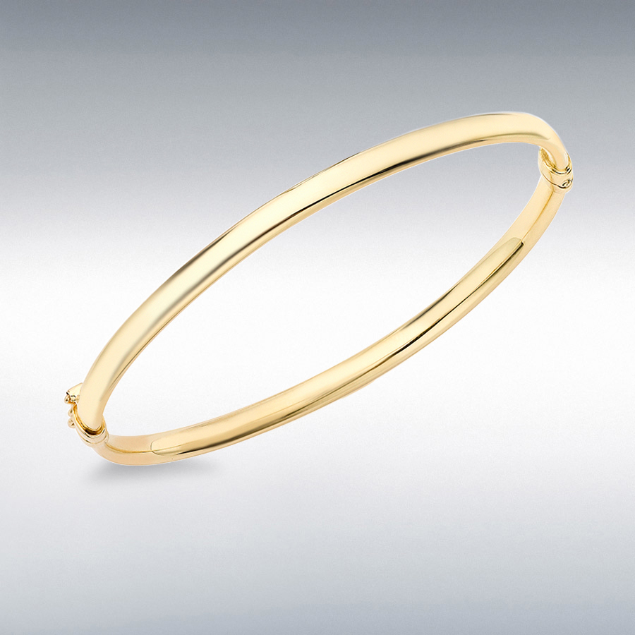 18ct Yellow Gold 4mm Oval-Tube Bangle