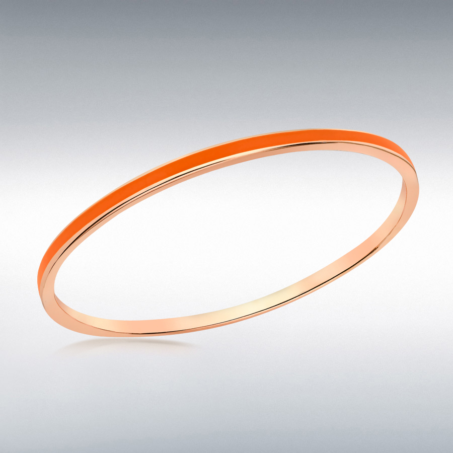 Sterling Silver Rose Gold Plated 3mm Orange Stacking Bangle