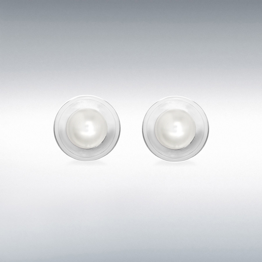 Sterling Silver 6.5mm Round White 'Mother of Pearl' 10mm Stud Earrings