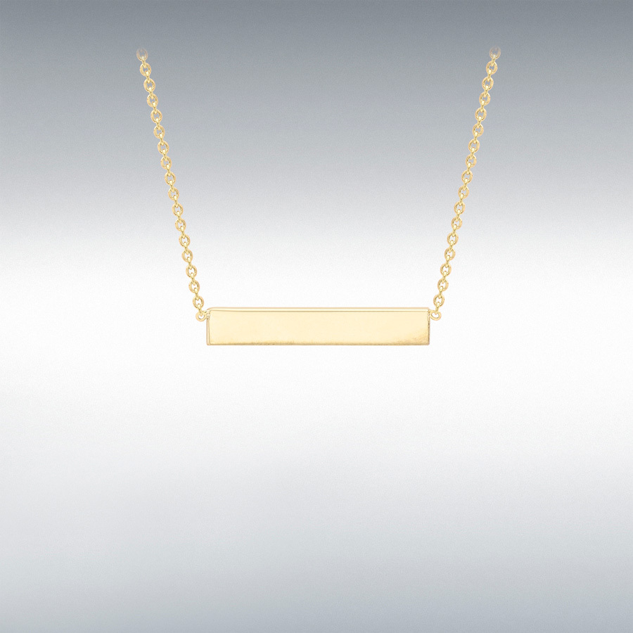 Sterling Silver Yellow Gold Plated 32mm x 5mm Horizontal-Bar Necklace 43cm/17