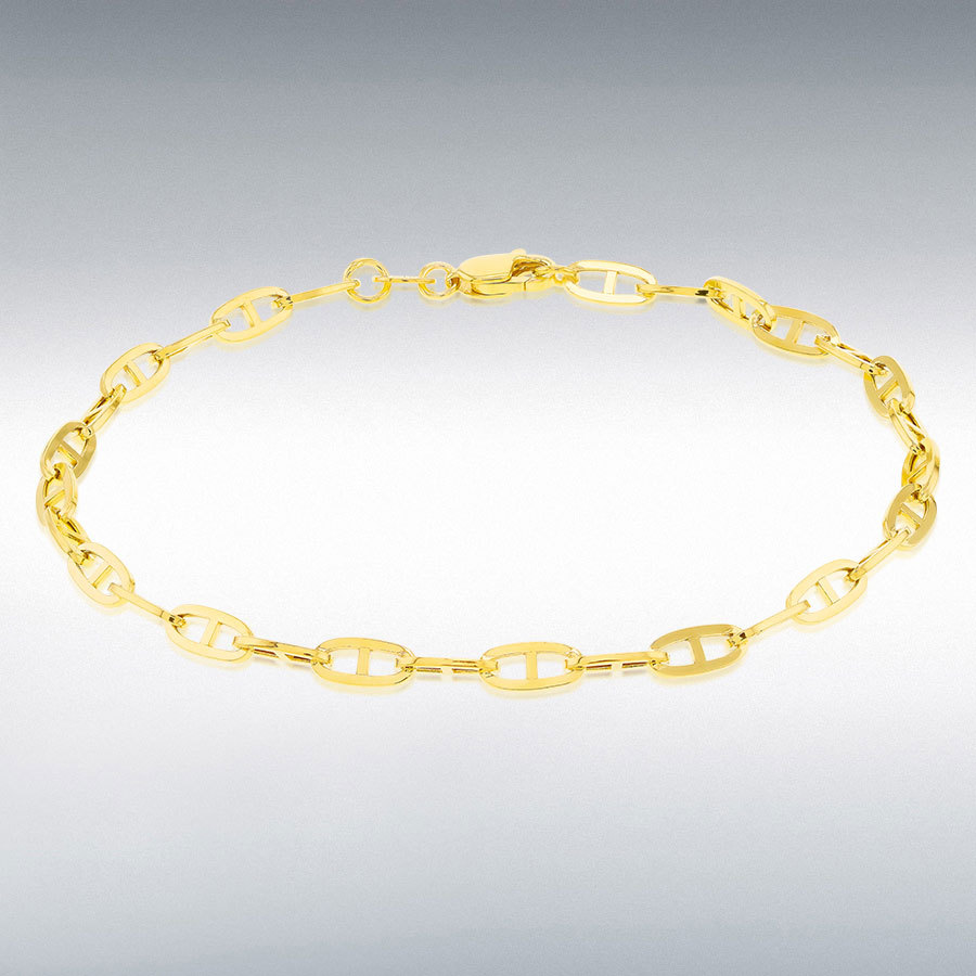 9ct Yellow Gold 3.5mm Medium Square Rambo Bracelet 19cm/7.5"