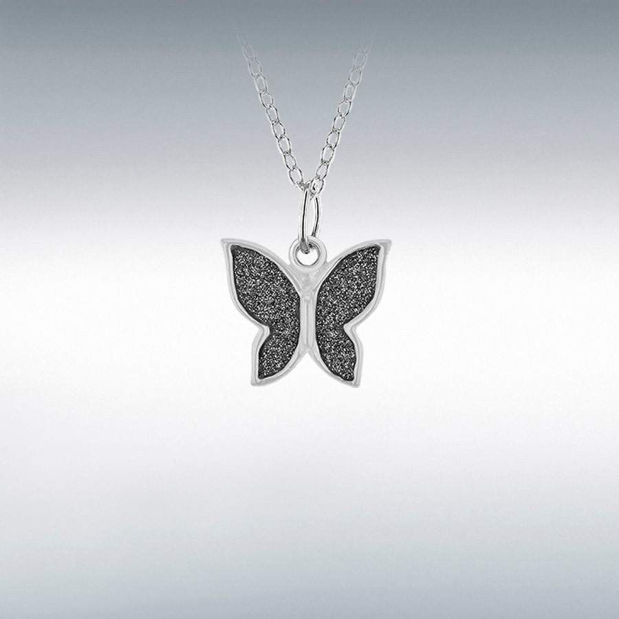 Sterling Silver 11.5mm x 13.5mm Stardust Butterfly Necklace 42cm/16.5"-44.5cm/17.5"