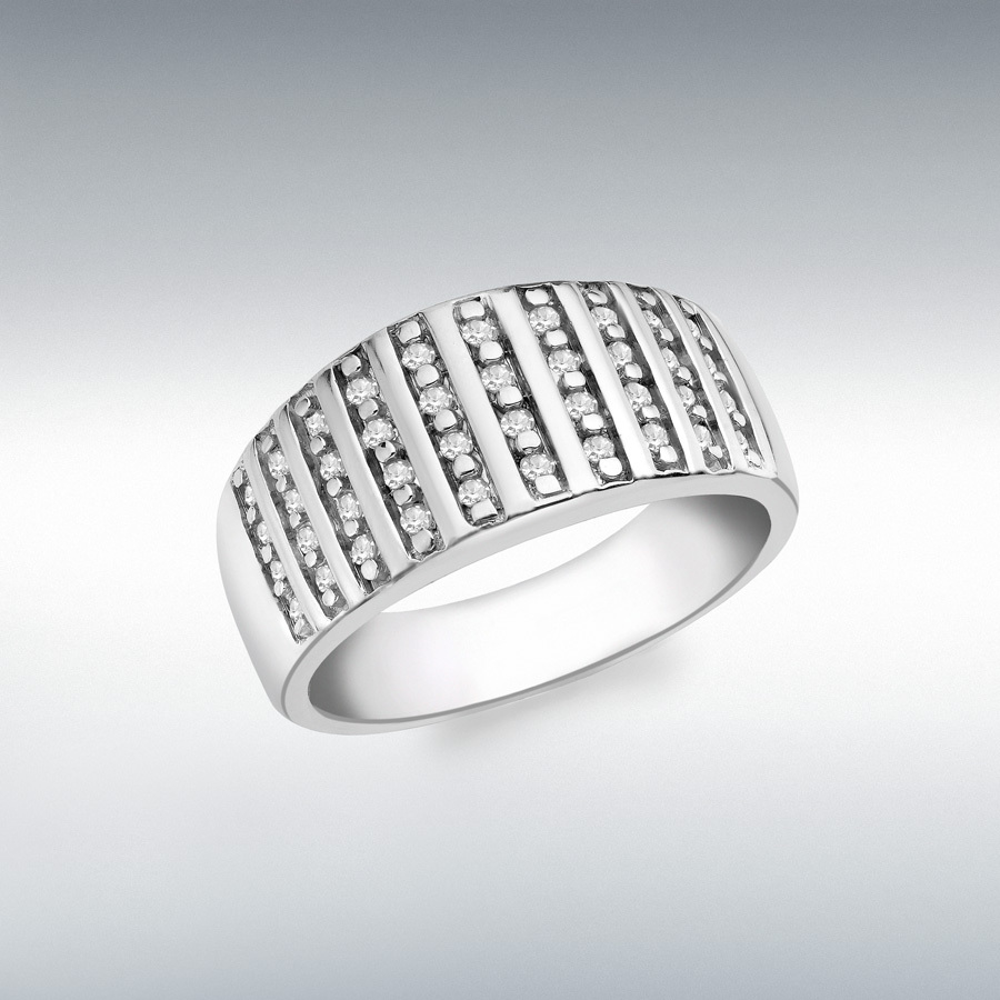 9ct White Gold 0.25ct Diamond Column Ring