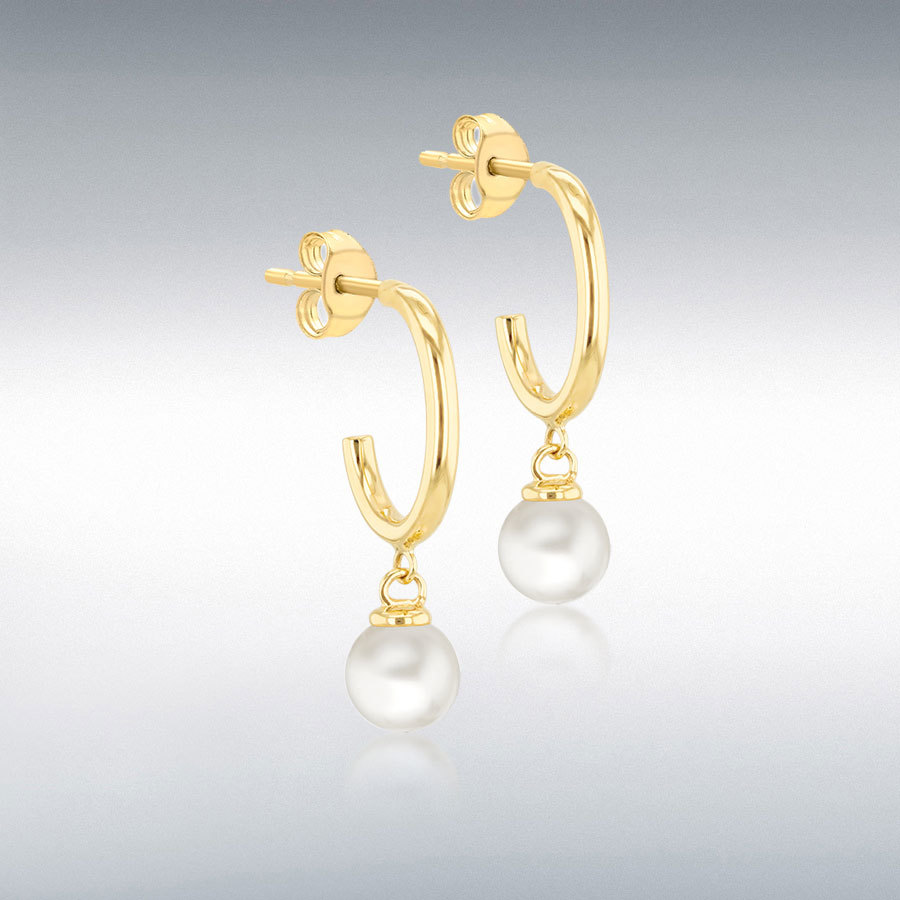 9ct Yellow Gold Fresh Water Pearls Drop Stud Earrings