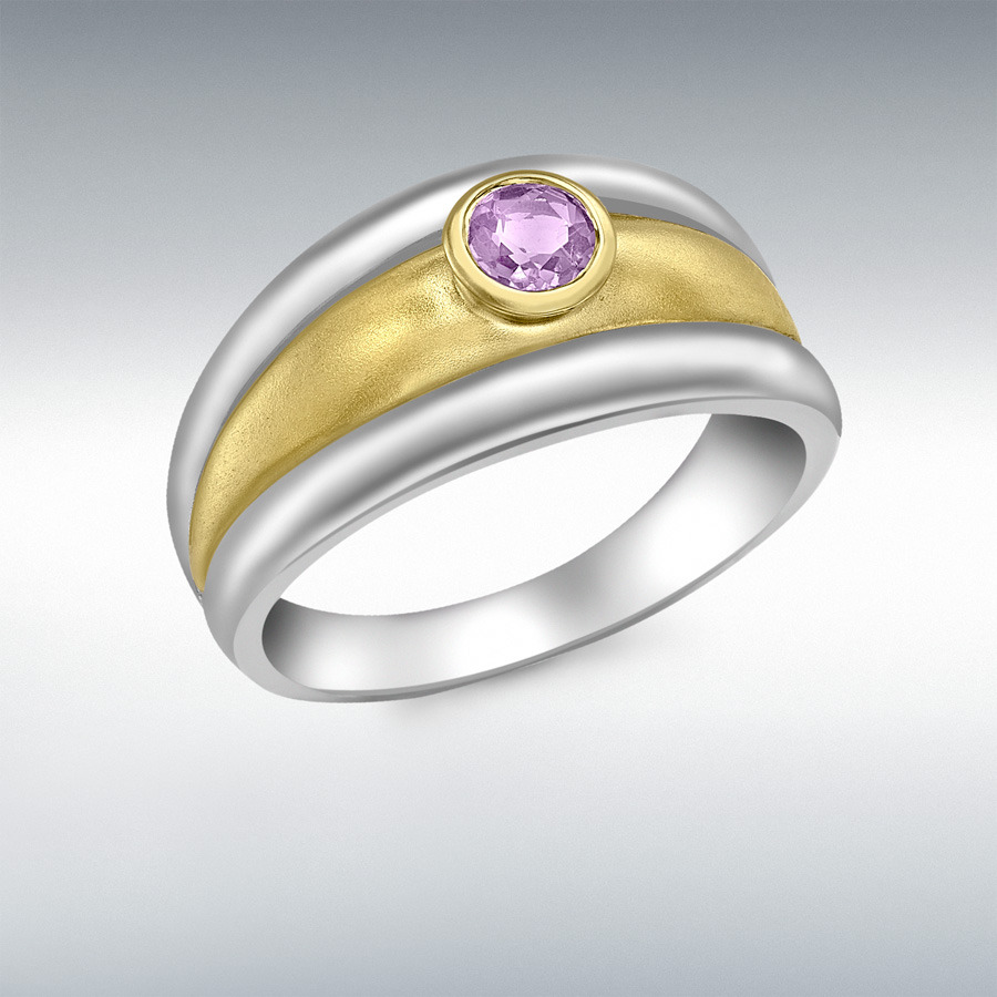 9ct Yellow and White Gold Amethyst Ring