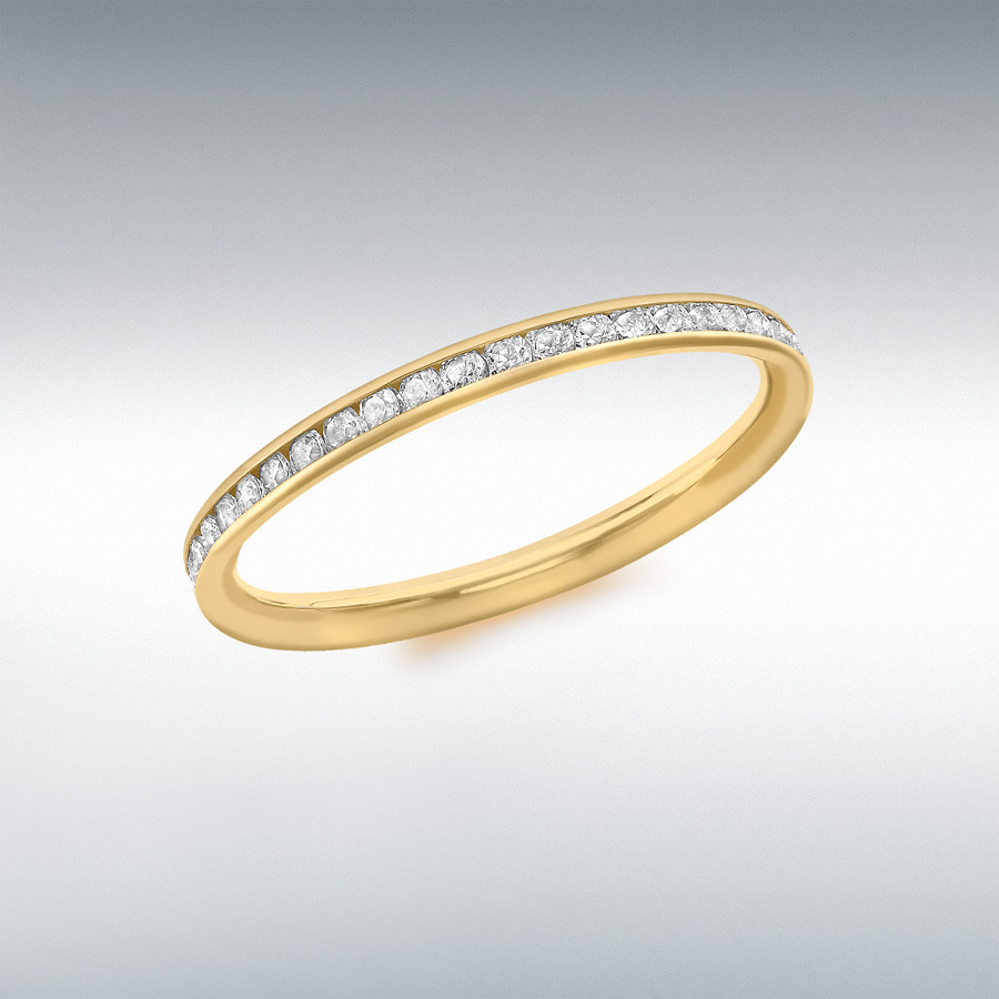 9ct Yellow Gold 42 x 1mm CZ 2mm Band Eternity Ring
