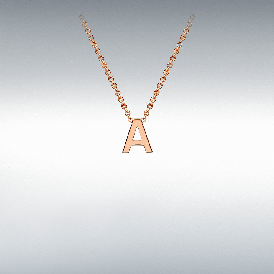 9ct Rose Gold 4mm x 4.5mm 'A' Initial Adjustable Necklace 38cm/15"-43cm/17"