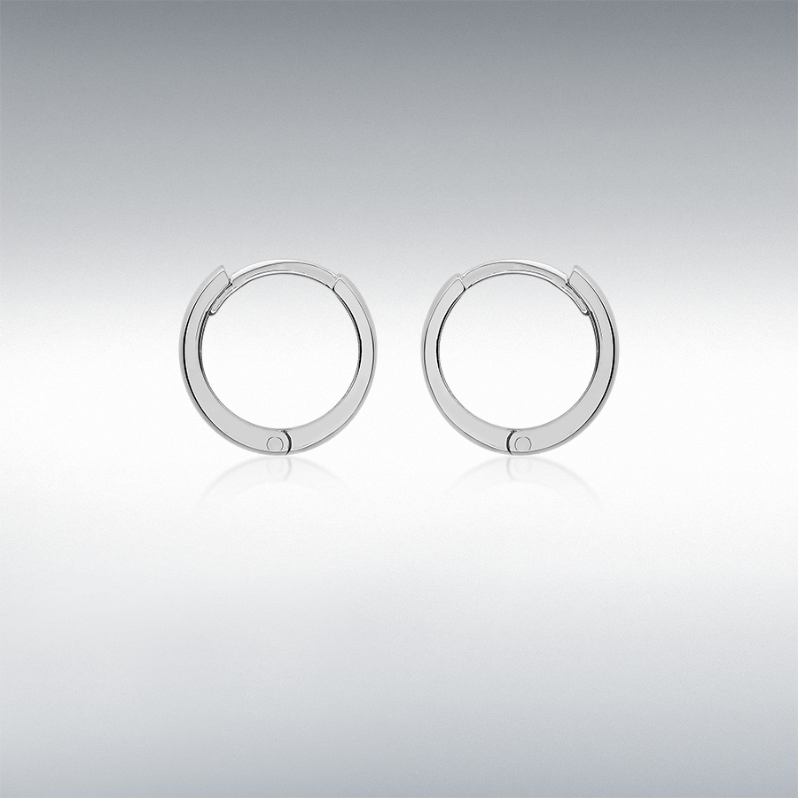 9ct White Gold 2mm Band 11mm Huggy Hoop Creole Earrings