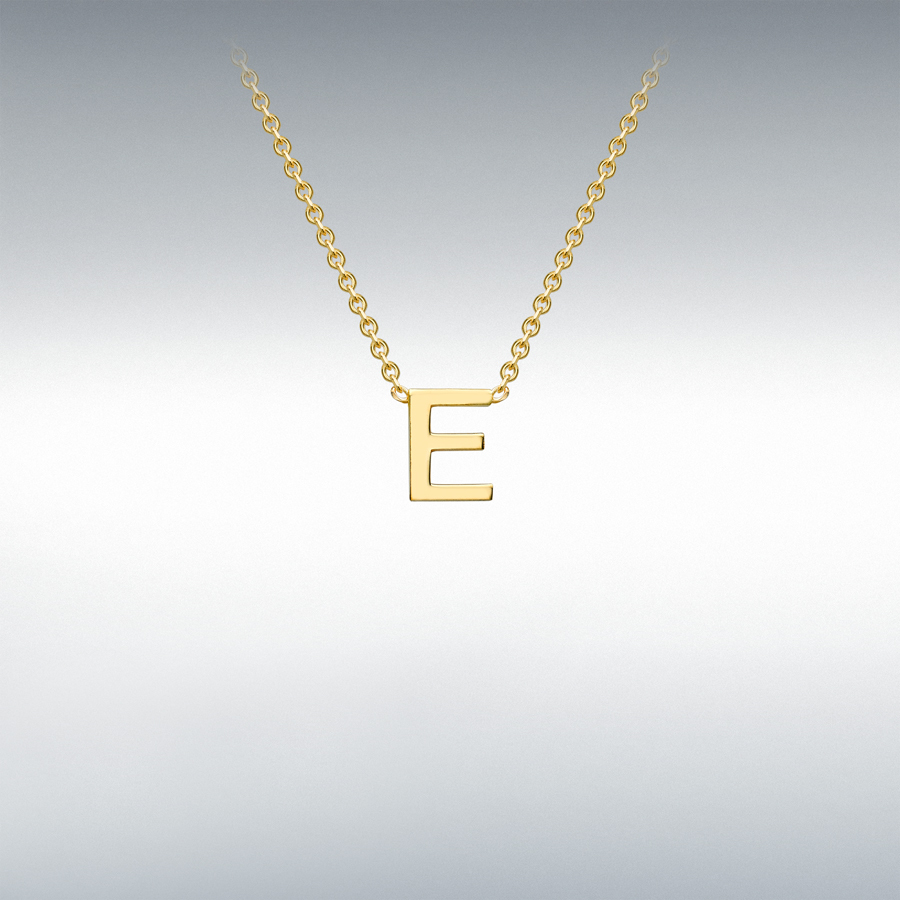9ct Yellow Gold 3.5mm x 4.5mm 'E' Initial Adjustable Necklace 38cm/15"-43cm/17"