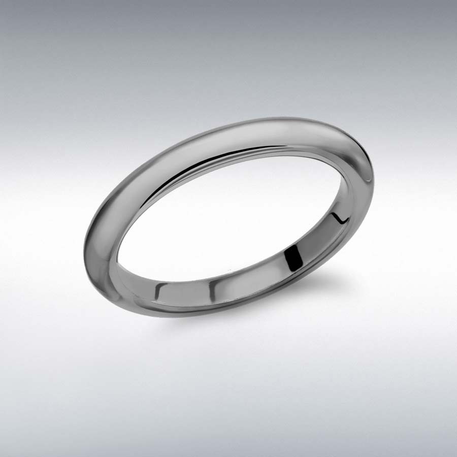 Sterling Silver Black Rhodium Plated 3mm Band Stacking Ring