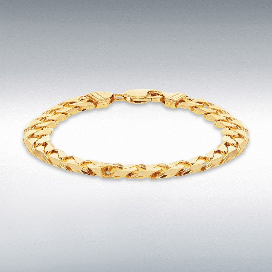Sterling Silver Yellow Gold Plated 250 Curb Chain Bracelet 21.5cm/8.5"